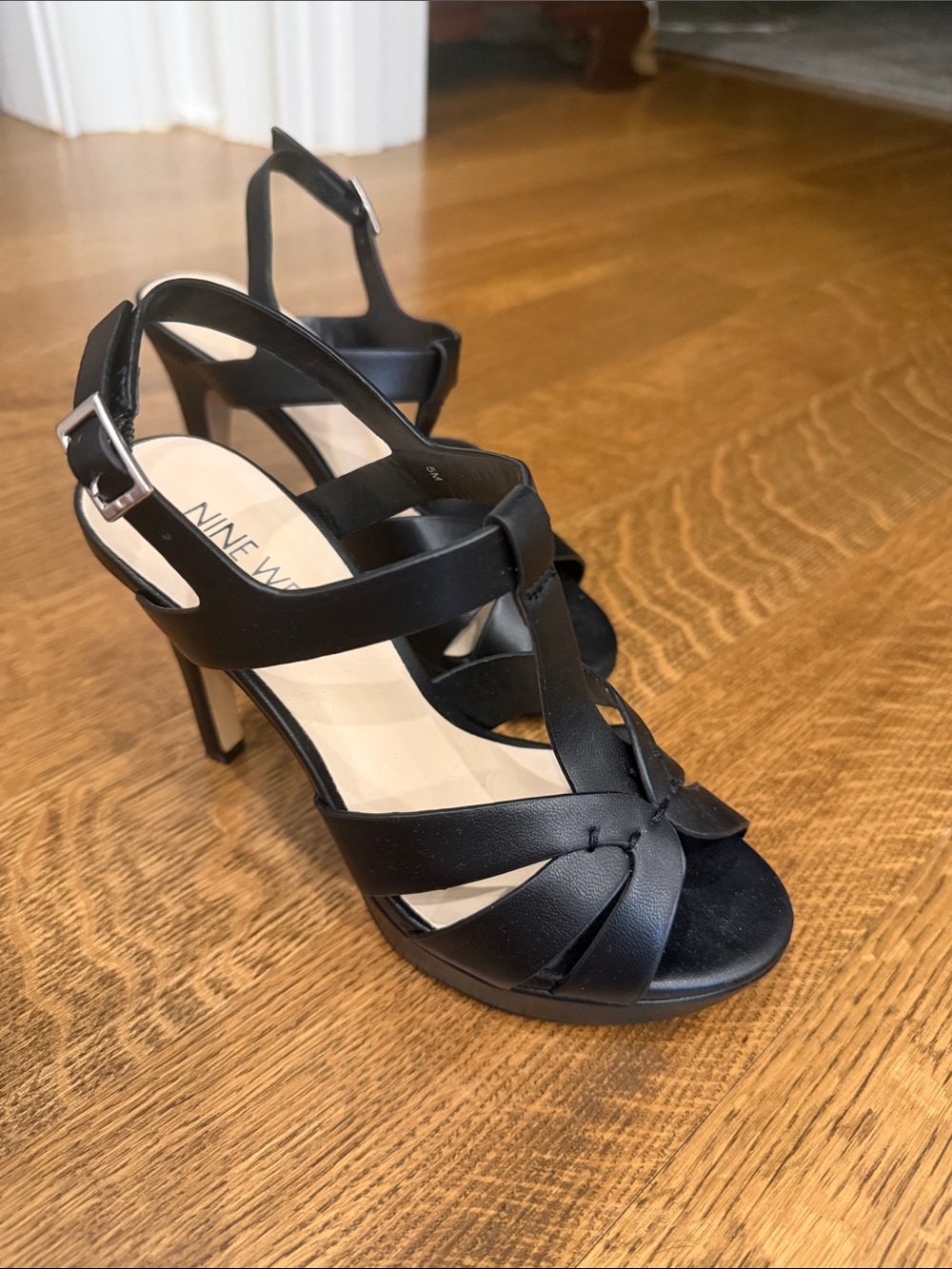 Nine West Black Strappy Slingback Heels